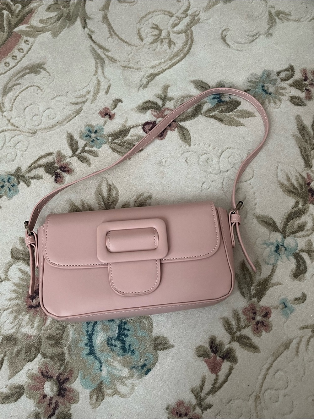 SHEIN Blush Pink Shoulder Bag with Buckle Accent
